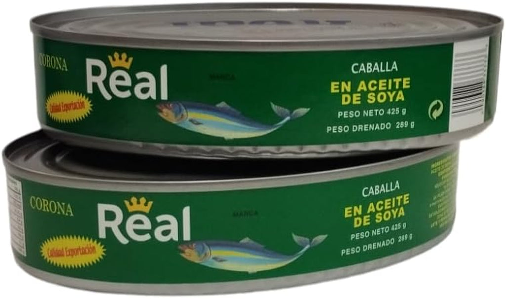 CABALLA EN ACEITE DE SOJA - CORONA REAL - SARDINAS EN ACEITE DE SOYA - PACK DE 2-425 G