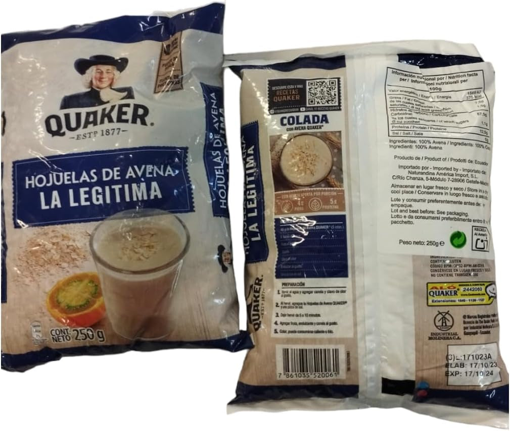 AVENA - QUAKER - AVENA QUAKER - HOJUELAS DE AVENA - PACK DE 2-250 G