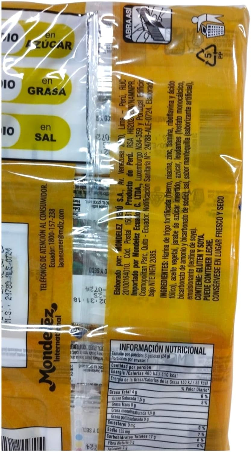CLUB SOCIAL SABORES - GALLETA CLUB SOCIAL - GALLETA SALADAS CON SABOR ARTIFICIAL a MANTEQUILLA - PAQUETES DE 9 UNIDADES - 216 GRAMOS